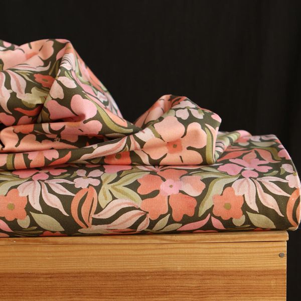 copie de Lea - Tissu sweat exclusif graou noir et châtaigne fond beige poudré