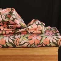 copie de Lea - Tissu sweat exclusif graou noir et châtaigne fond beige poudré