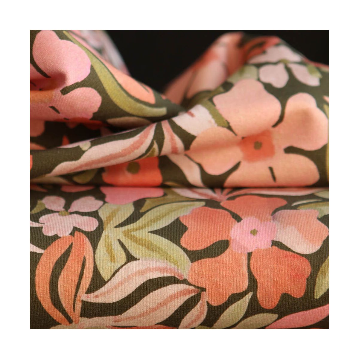 copie de Lea - Tissu sweat exclusif graou noir et châtaigne fond beige poudré