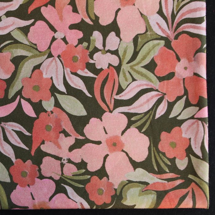 copie de Lea - Tissu sweat exclusif graou noir et châtaigne fond beige poudré