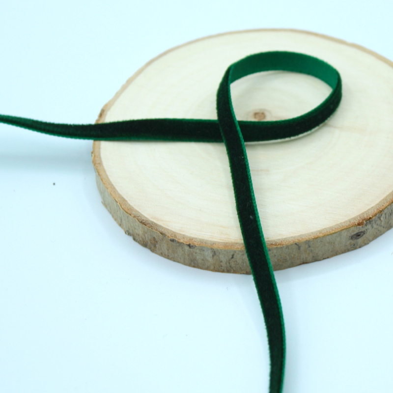 Ruban velours 7mm x1m vert sapin