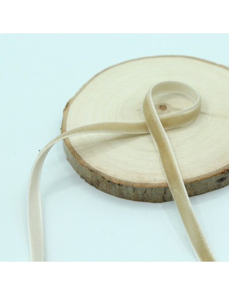 Ruban velours 7mm x1m beige