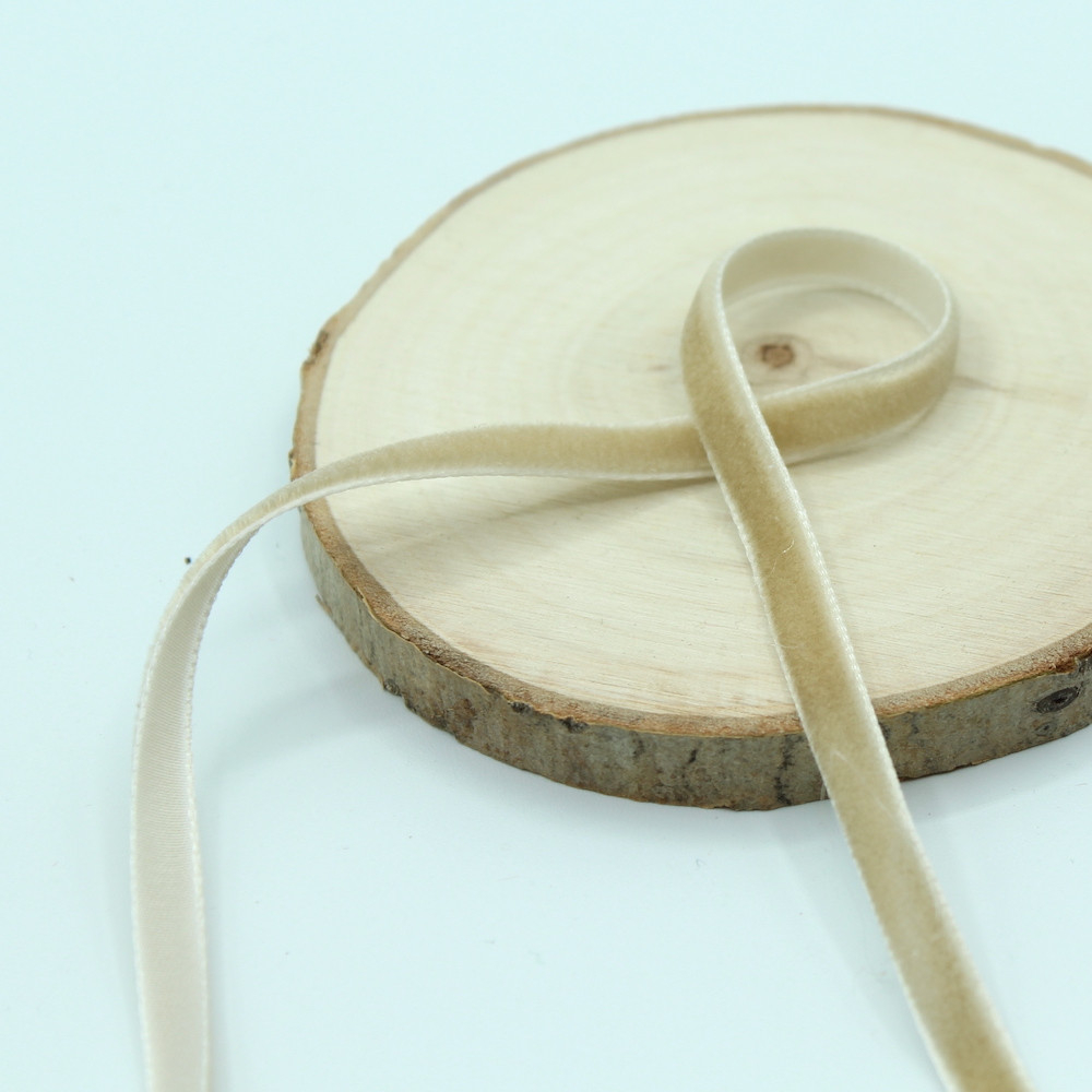 Ruban velours 7mm x1m beige