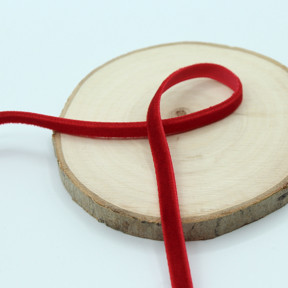 Ruban velours 7mm x1m rouge