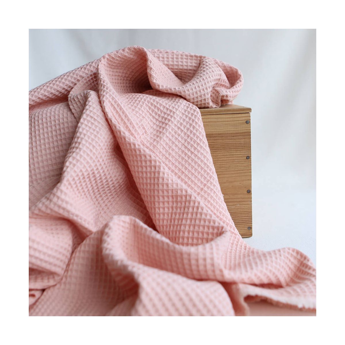 Coton BIO nid d'abeille coloris pêche nude