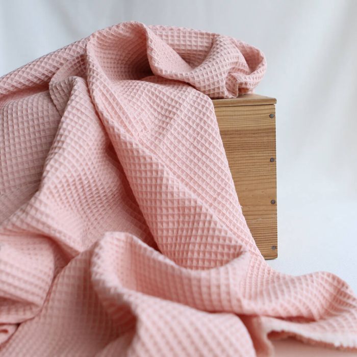 Coton BIO nid d'abeille coloris pêche nude