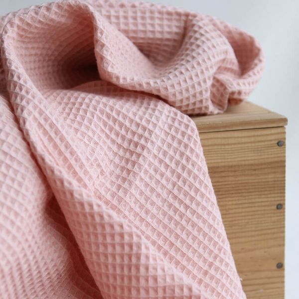 Coton BIO nid d'abeille coloris pêche nude