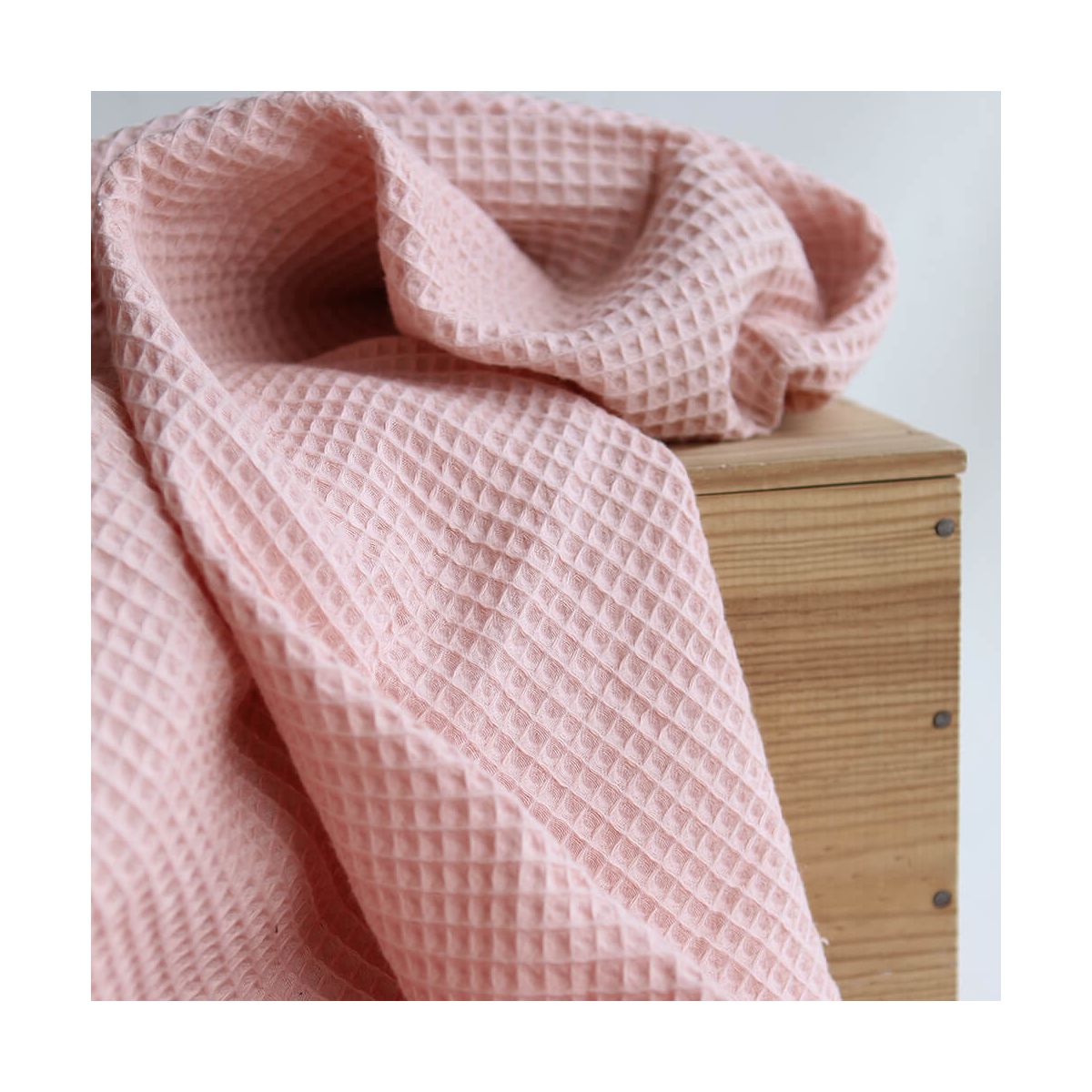 Coton BIO nid d'abeille coloris pêche nude