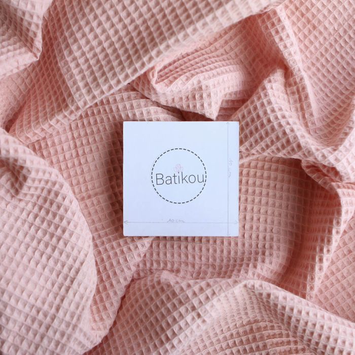 Coton BIO nid d'abeille coloris pêche nude