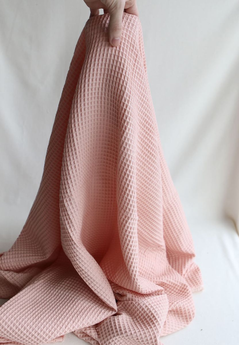 Coton BIO nid d'abeille coloris pêche nude