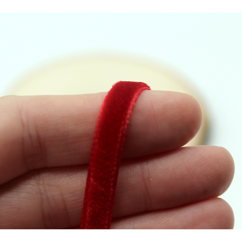 Ruban velours 7mm x1m rouge