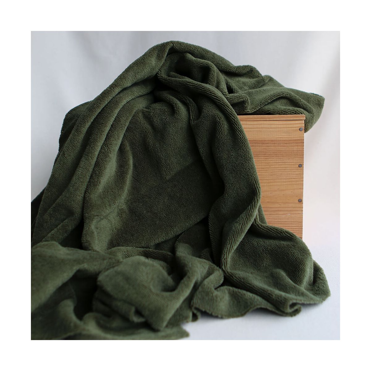 Eponge bambou / coton doudou coloris vert olive