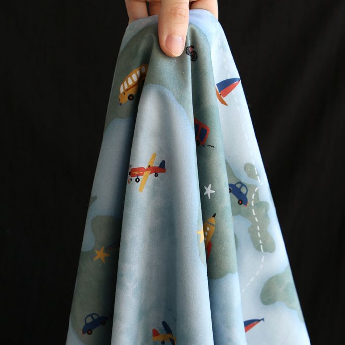 copie de Popeline de coton imprimé fleurs vert et jaune