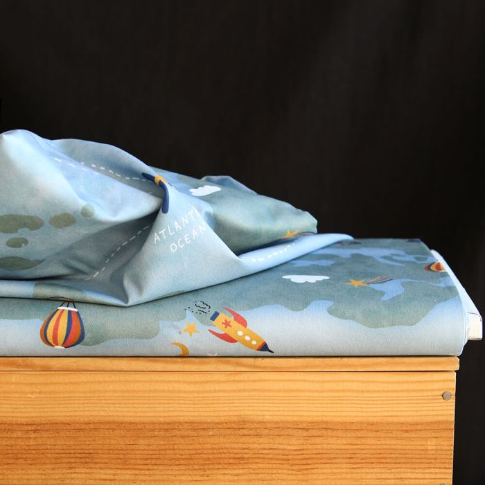 copie de Popeline de coton imprimé fleurs vert et jaune