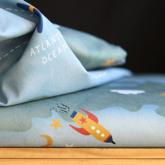 copie de Popeline de coton imprimé fleurs vert et jaune