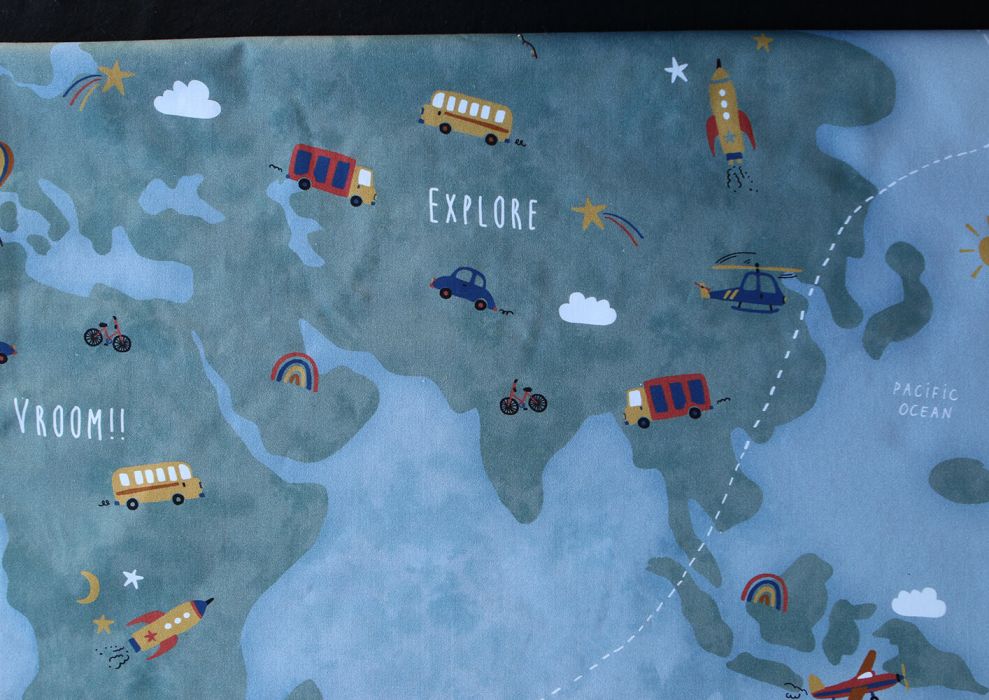 copie de Popeline de coton imprimé fleurs vert et jaune