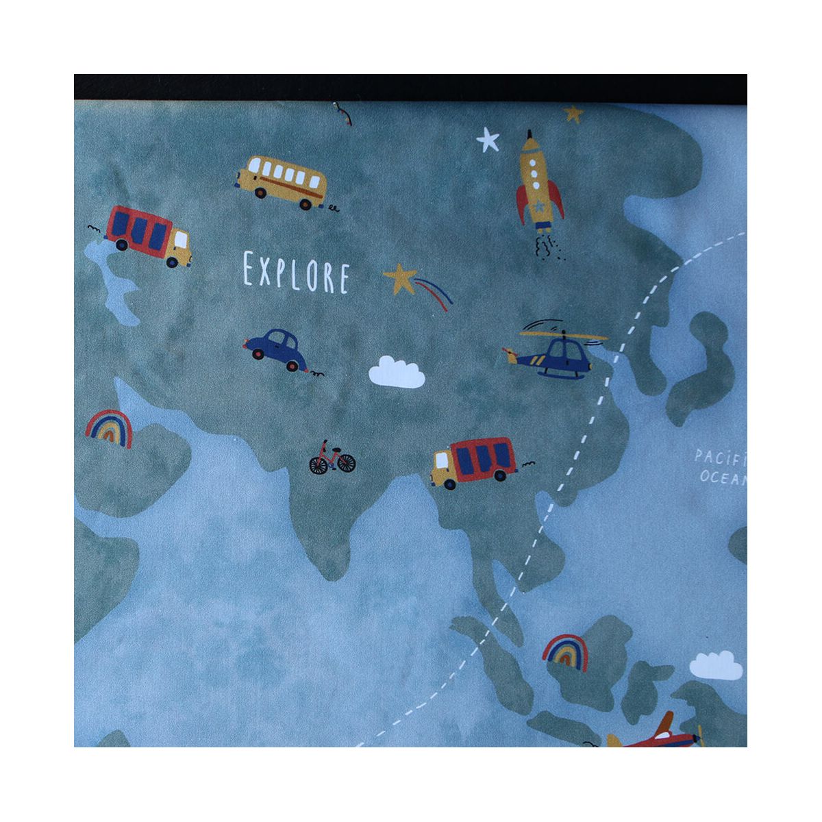 Popeline de coton imprimé planisphère ludique autour du monde