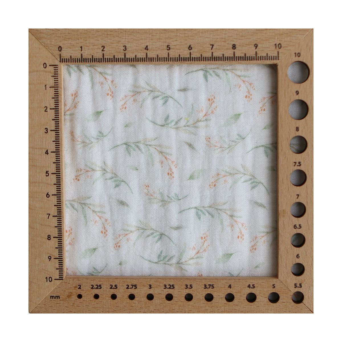 Clairière - Double gaze de coton fond blanc imprimé feuillage doux