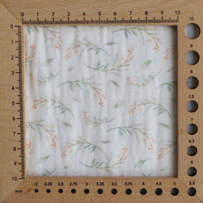 Clairière - Double gaze de coton fond blanc imprimé feuillage doux