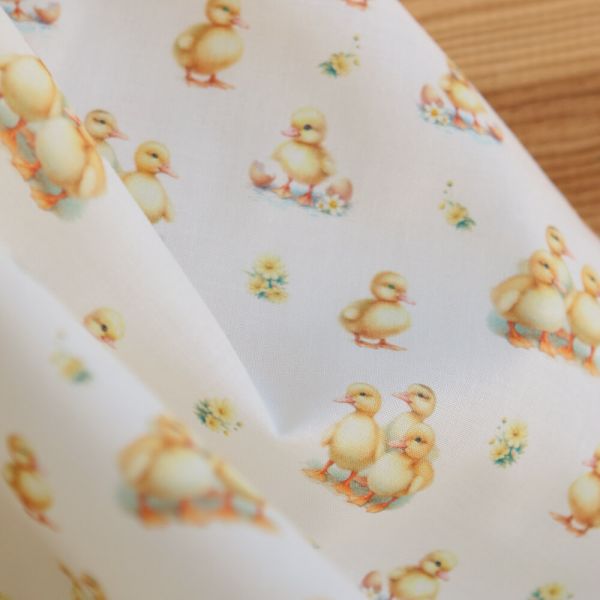 Gaston - Popeline douce coton organique fond écru imprimé canetons 2