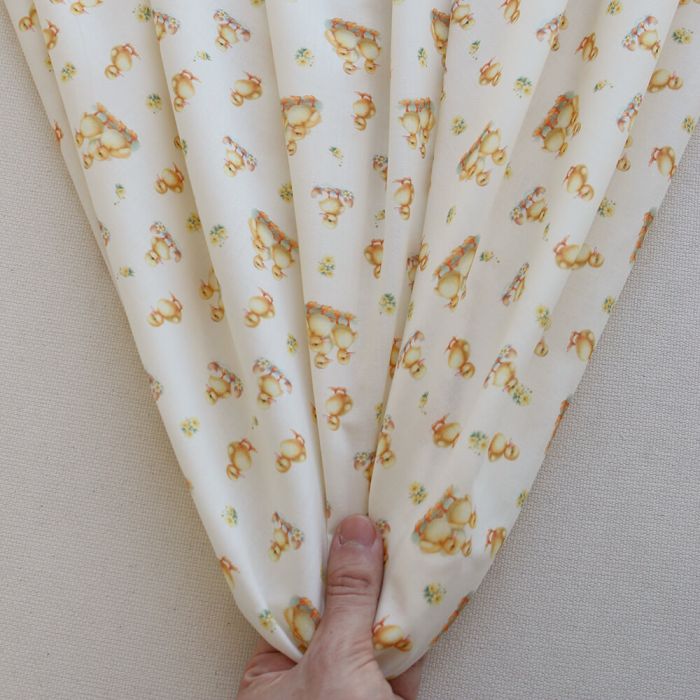 Gaston - Popeline douce coton organique fond écru imprimé canetons