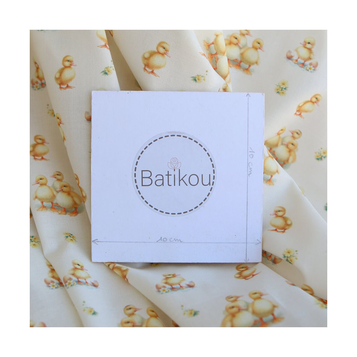 Gaston - Popeline douce coton organique fond écru imprimé canetons