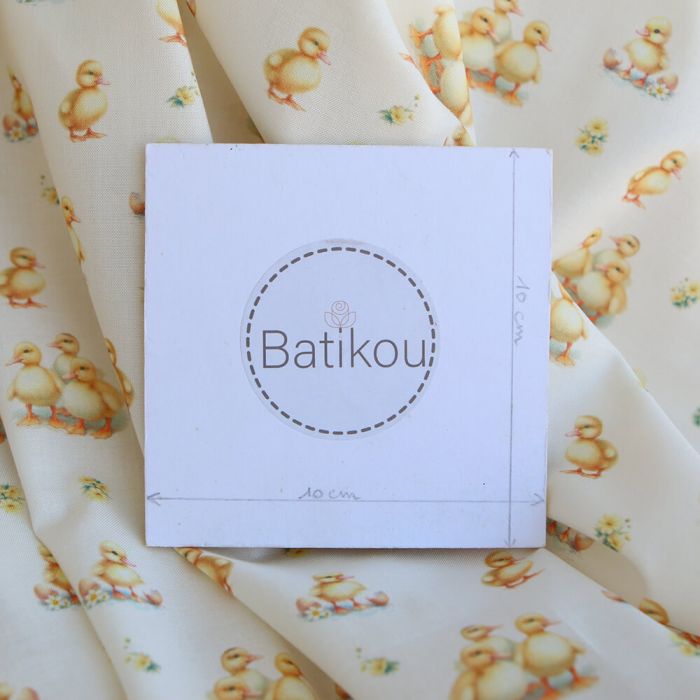 Gaston - Popeline douce coton organique fond écru imprimé canetons