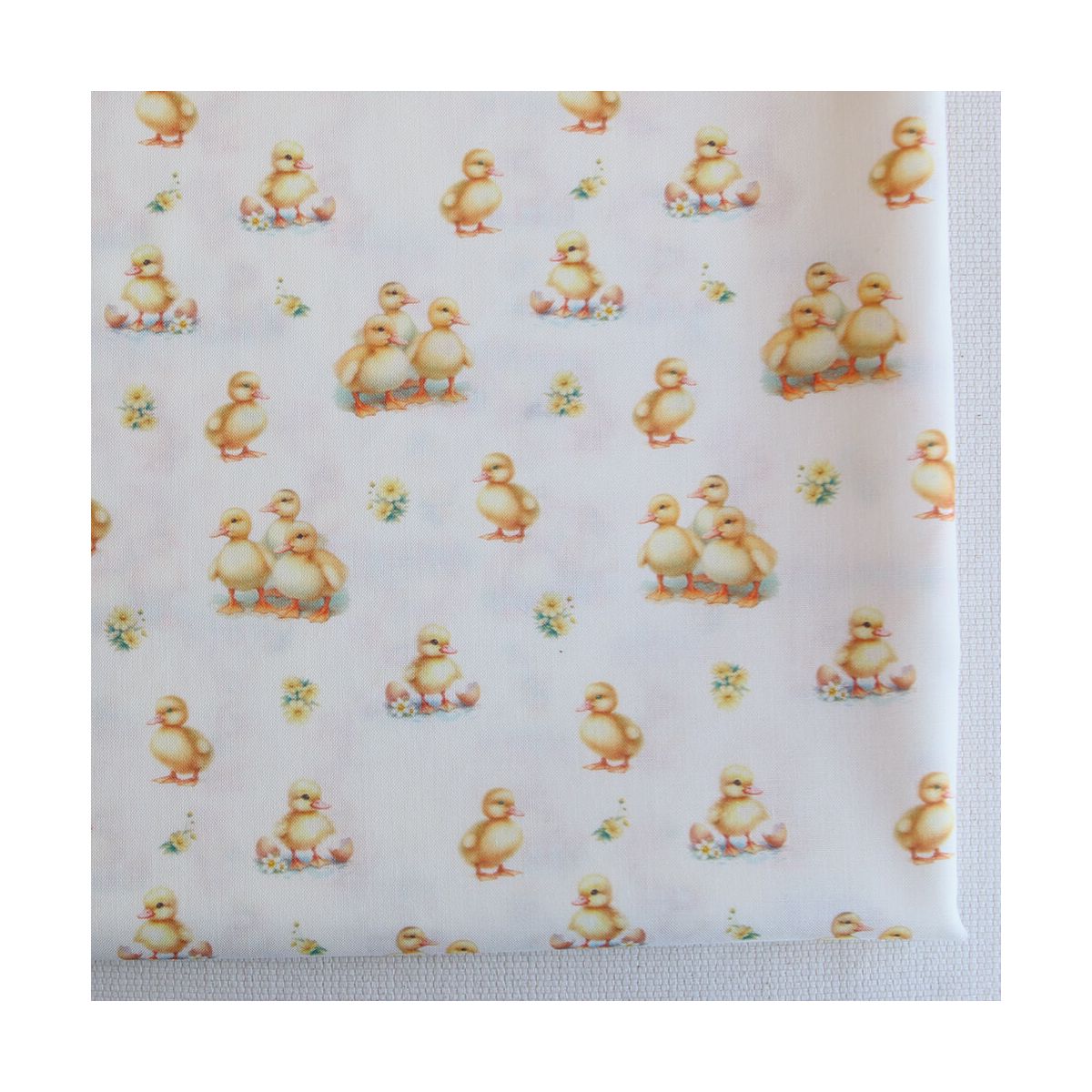 Gaston - Popeline douce coton organique fond écru imprimé canetons