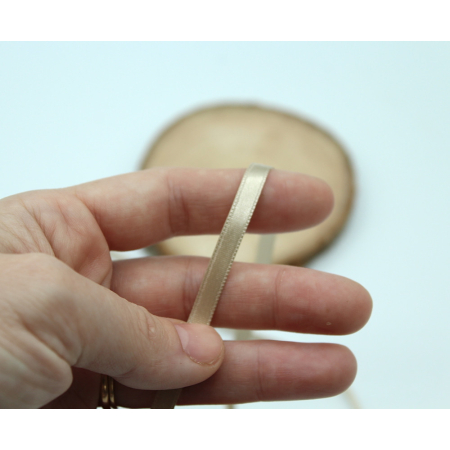 Ruban satin 6mm x1m beige clair