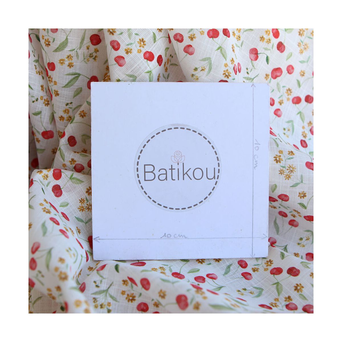 Cerisa - Popeline de coton BIO flamée / rustique motif cerise