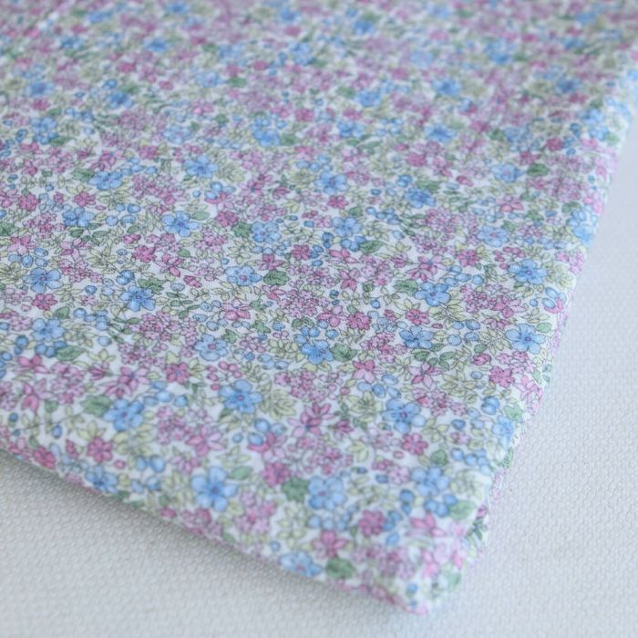 Victoire - Double gaze de coton BIO motif petites fleurs pastel