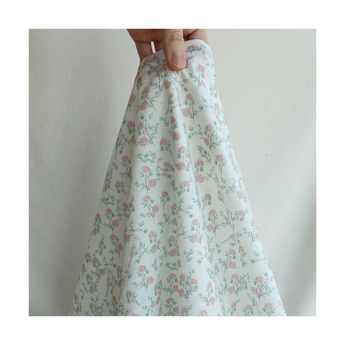 Azura - Batiste de coton douce à imprimé fleuri & oiseaux