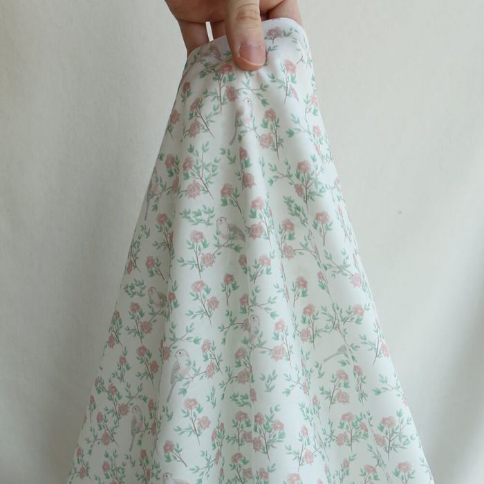 Azura - Batiste de coton douce à imprimé fleuri & oiseaux