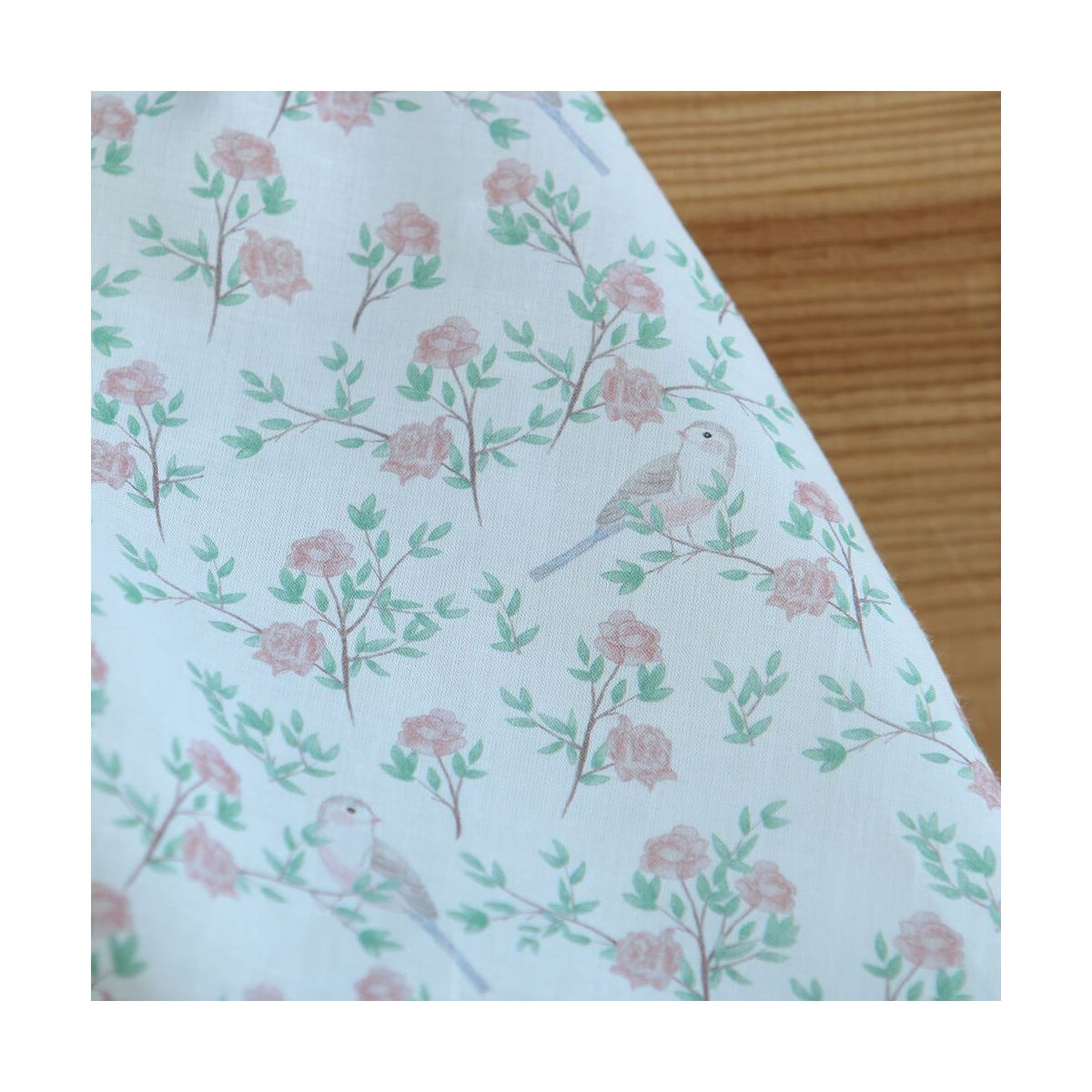 Azura - Batiste de coton douce à imprimé fleuri & oiseaux