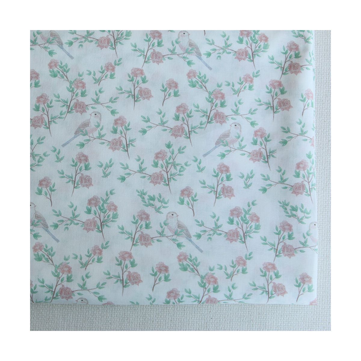 Azura - Batiste de coton douce à imprimé fleuri & oiseaux