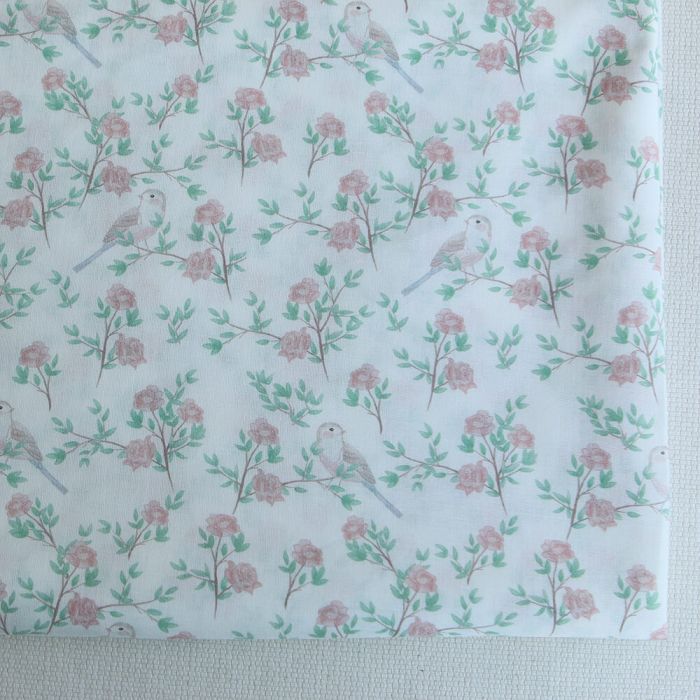 Azura - Batiste de coton douce à imprimé fleuri & oiseaux