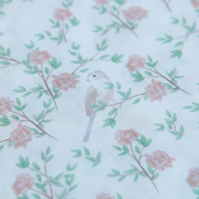 Azura - Batiste de coton douce à imprimé fleuri & oiseaux
