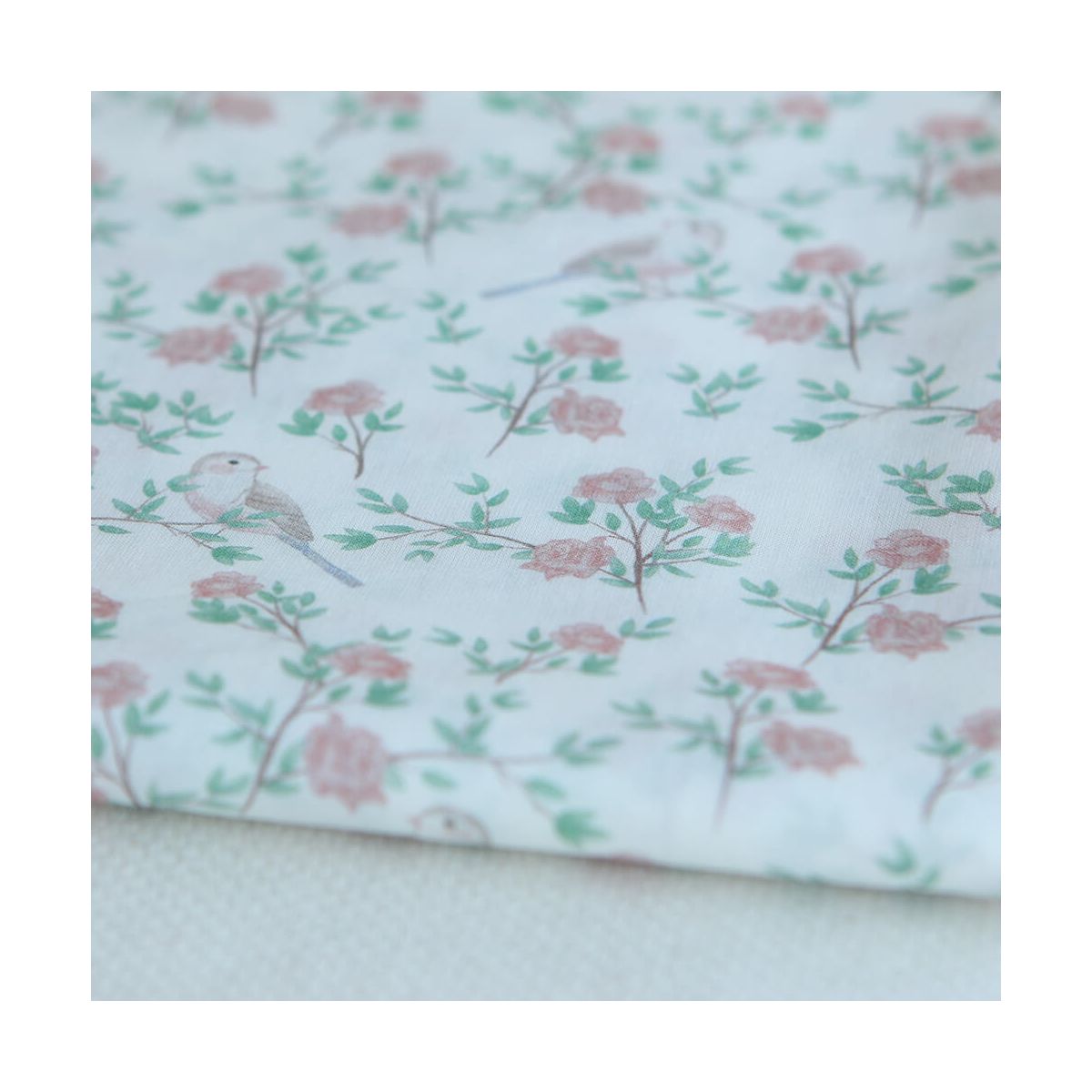 Azura - Batiste de coton douce à imprimé fleuri & oiseaux