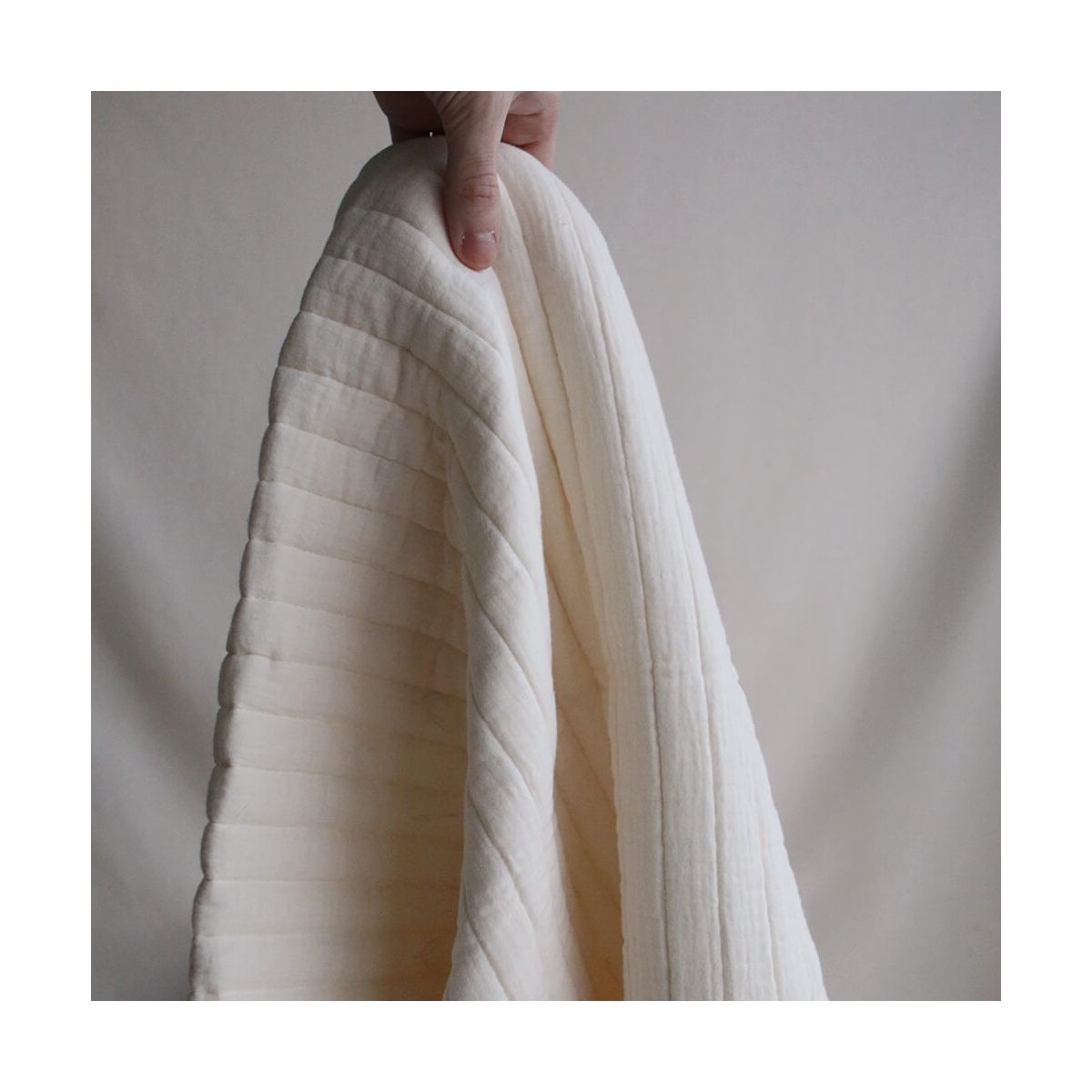 Tissu matelassé double gaze coton uni écru rayures