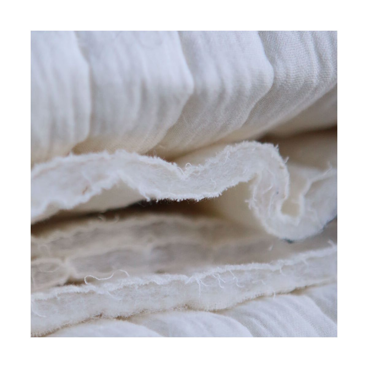 Tissu matelassé double gaze coton uni écru rayures