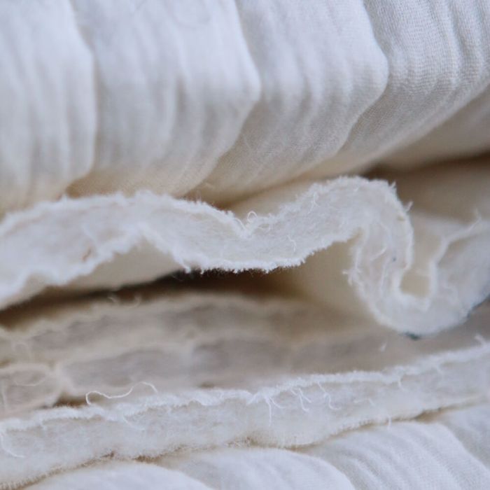 Tissu matelassé double gaze coton uni écru rayures