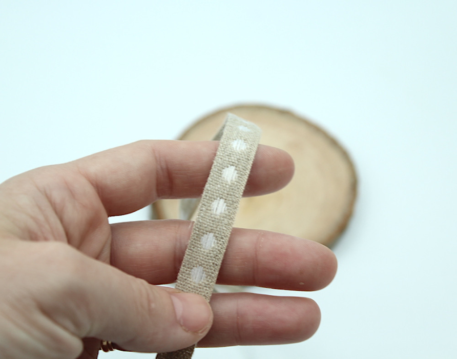 Ruban lin pois écru 11mm x1m