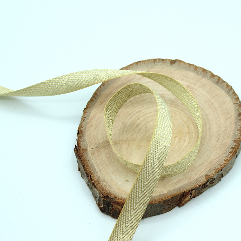 Ruban chevrons métallisé doré 11mm écru or