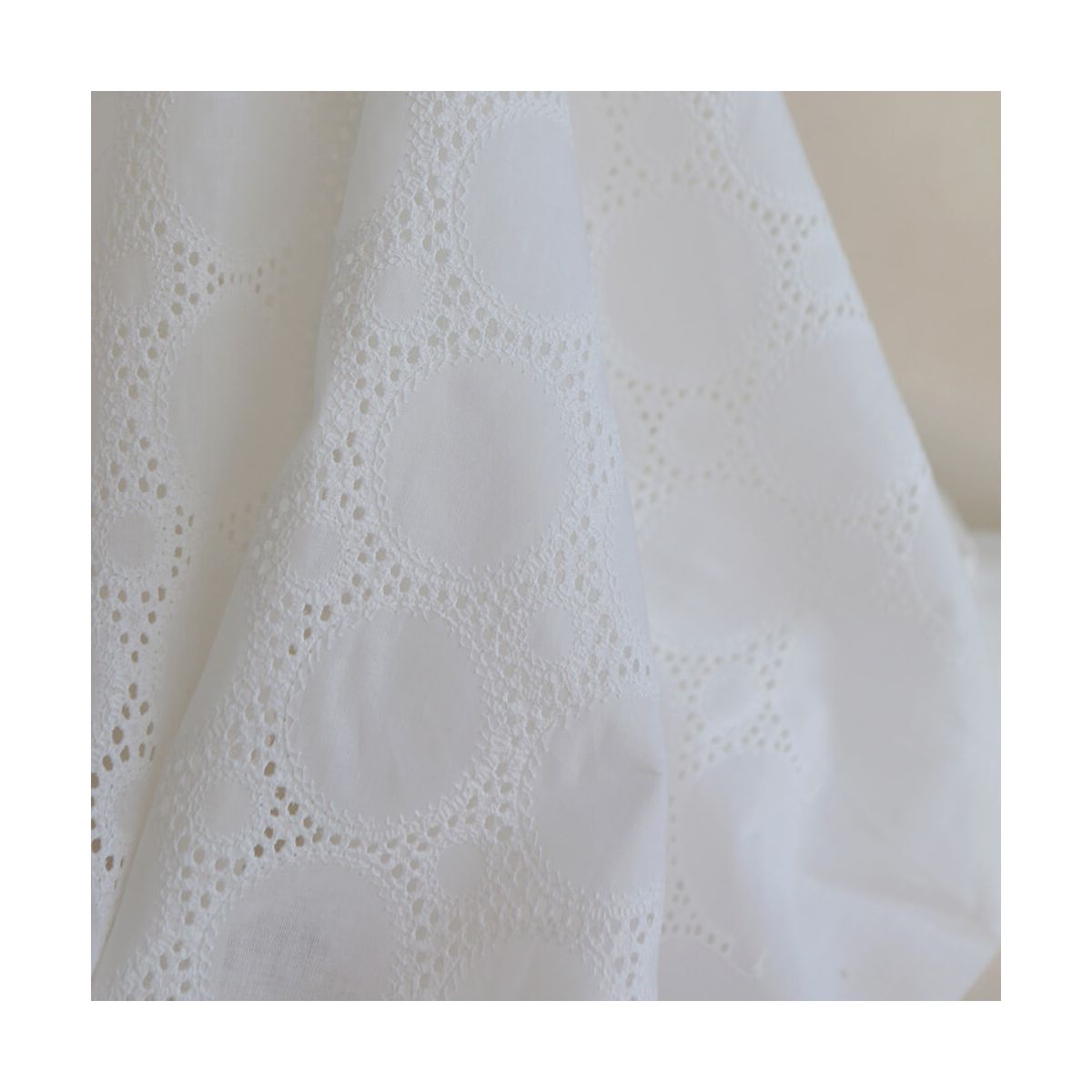 Broderie anglaise voile de coton coloris blanc ivoire