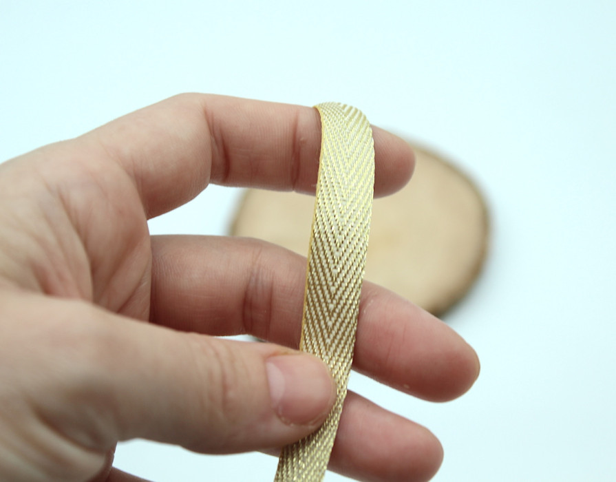 Ruban chevrons métallisé doré 11mm écru or