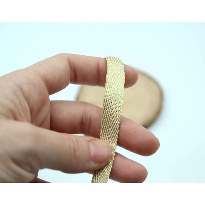 Ruban chevrons métallisé doré 11mm écru or
