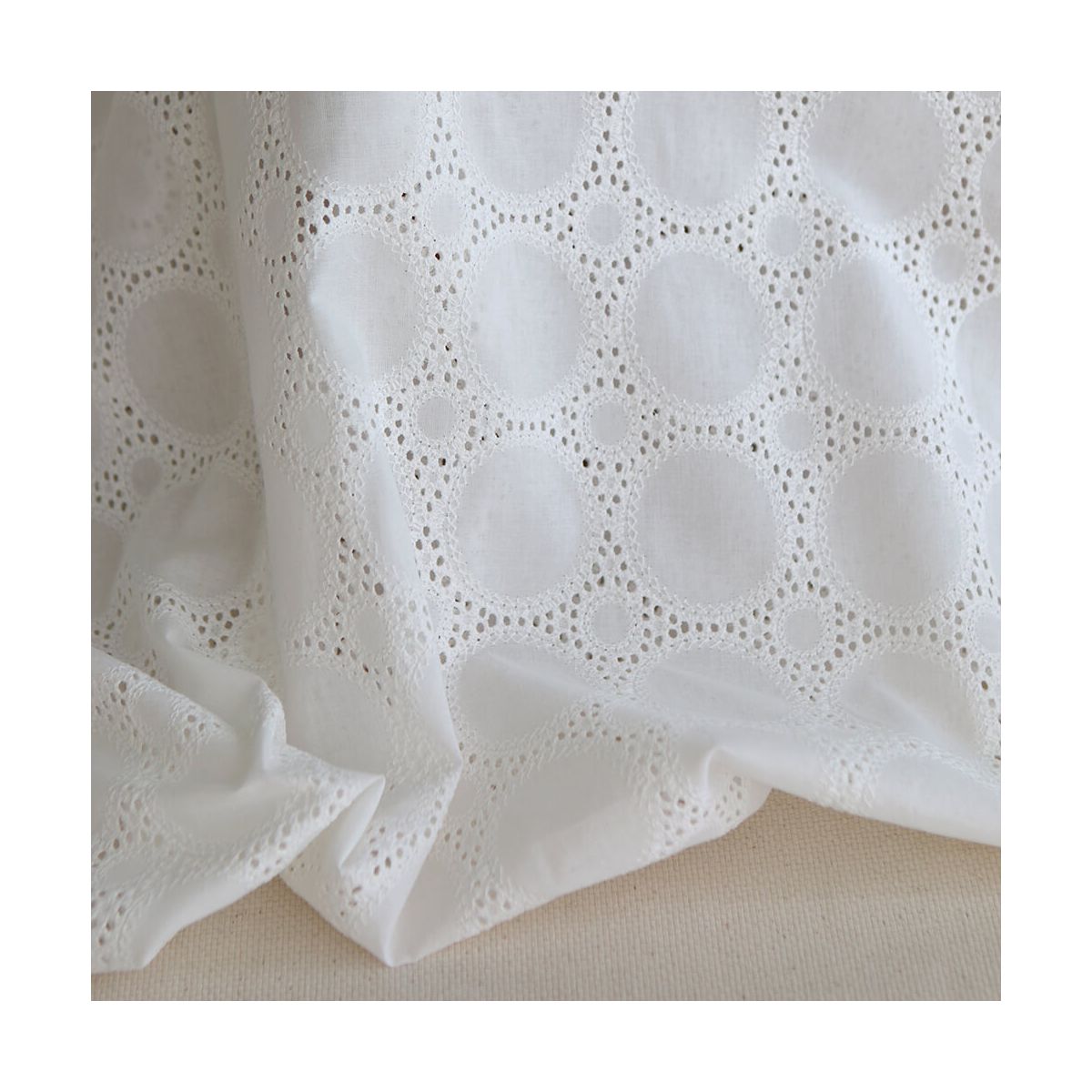 Broderie anglaise voile de coton coloris blanc ivoire