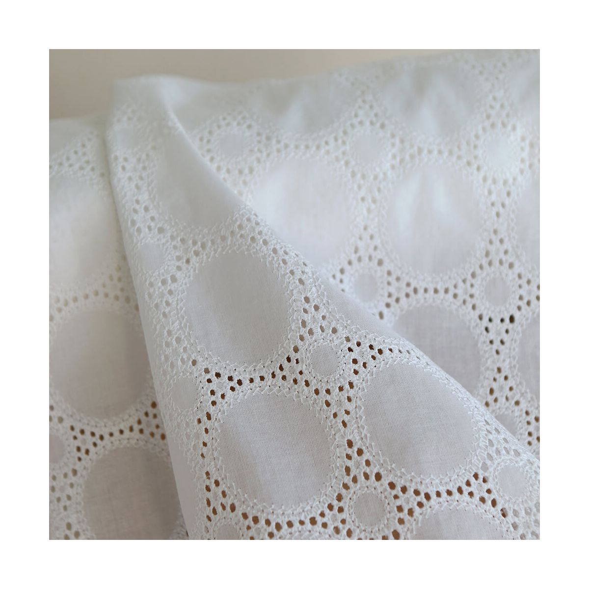 Broderie anglaise voile de coton coloris blanc ivoire