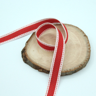 Ruban tissé rouge blanc 15mm x1m 