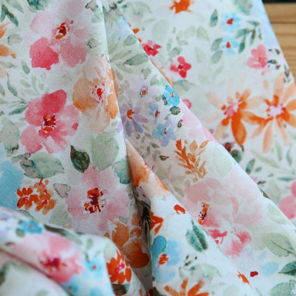 Suzon - Batiste de coton douce à imprimé fleuri aquarelle 2